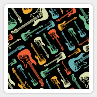 Electric Guitar Seamless Pattern Retro Theme Sticker